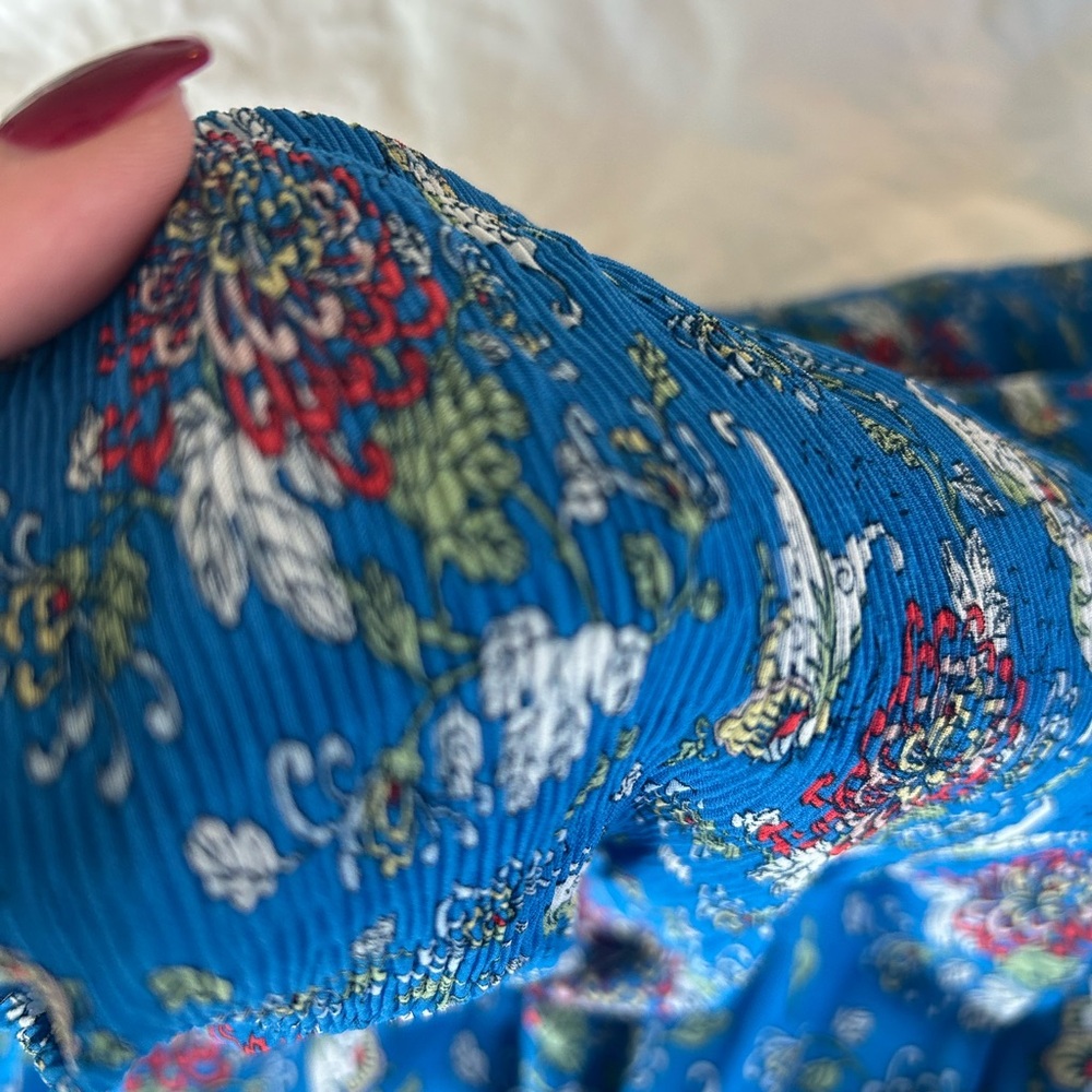 Max Studio Blue Floral A-Line Skirt - Picture 4 of 8
